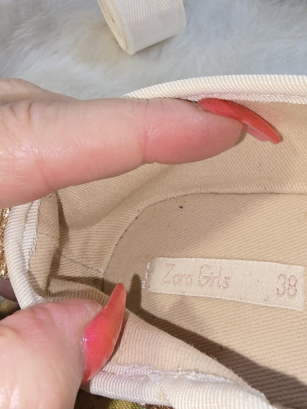 Zara Girls Shimmery Rose Gold Ballet Flats with Bow & Removable Ankle Ribbons - Picture 10 of 12